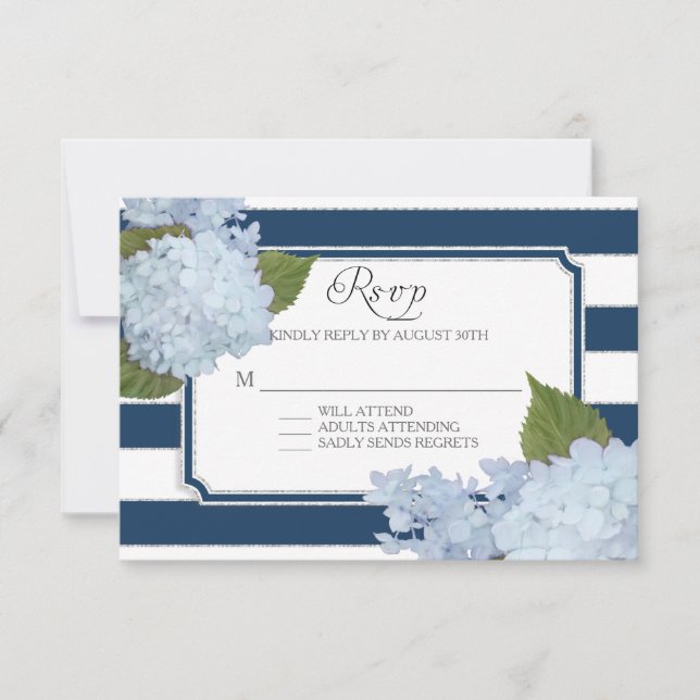 RSVP Hydrangea Modern Elegy Navy Stripe Blanco (Anverso)