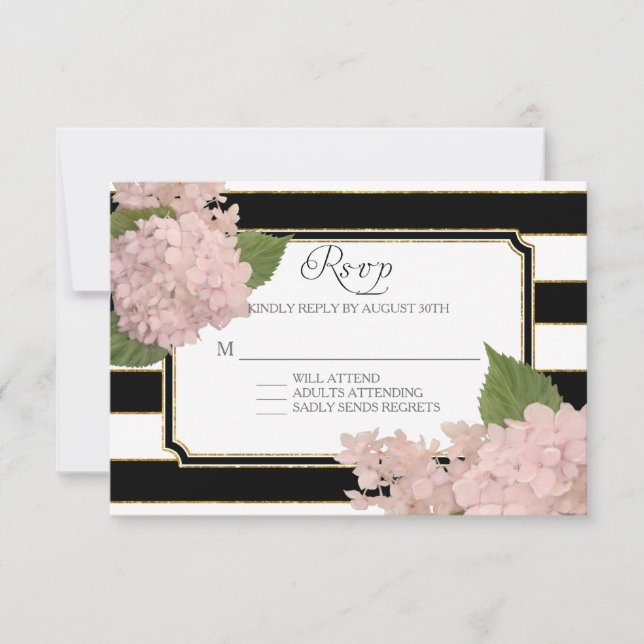 RSVP Hydrangea Moderno elegante franja blanca negr (Anverso)