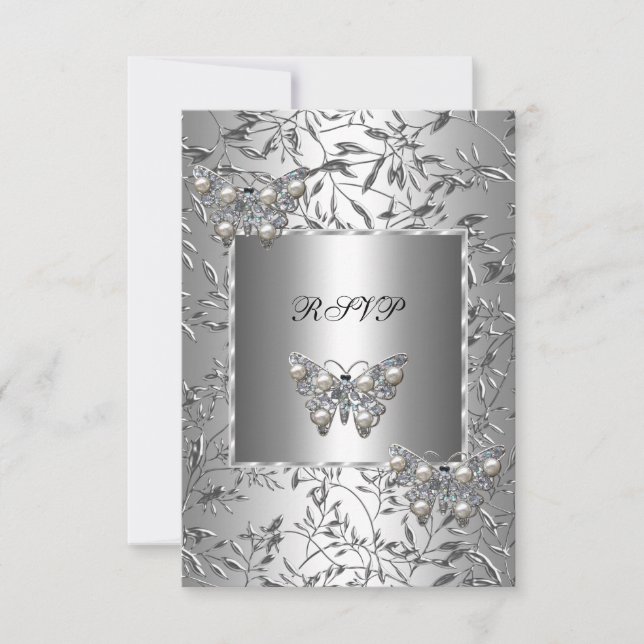 RSVP Joya Elegante de Flor de Mariposa de Plata (Anverso)