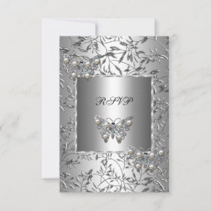 RSVP Joya Elegante de Flor de Mariposa de Plata