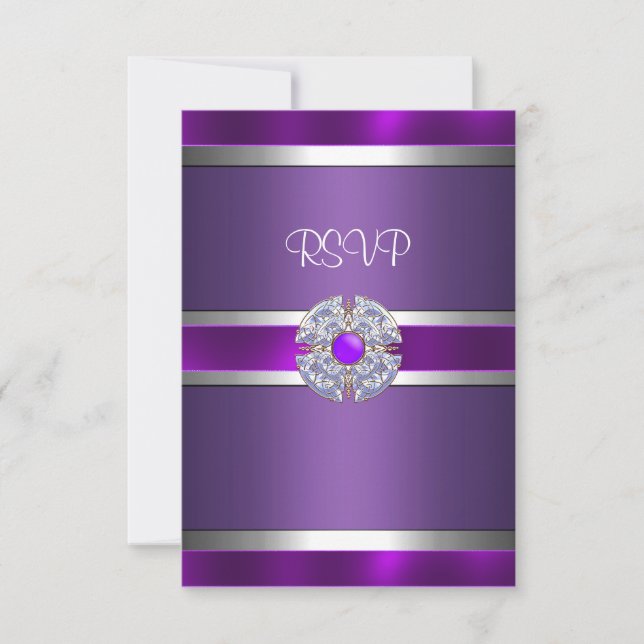 RSVP Joyas Morado Borde Plateado Cumpleaños 3 (Anverso)