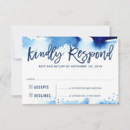 RSVP KINDLY RESPONDE a la moderna acuarela azul os