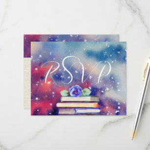 RSVP Kindly Responder libros acuarelas Boda púrpur