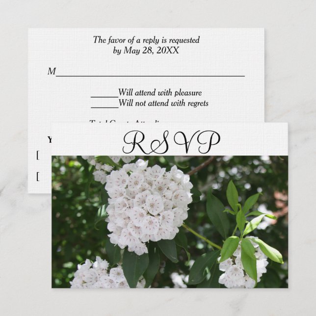 RSVP Laurel de la montaña Boda blanca (Anverso / Reverso)