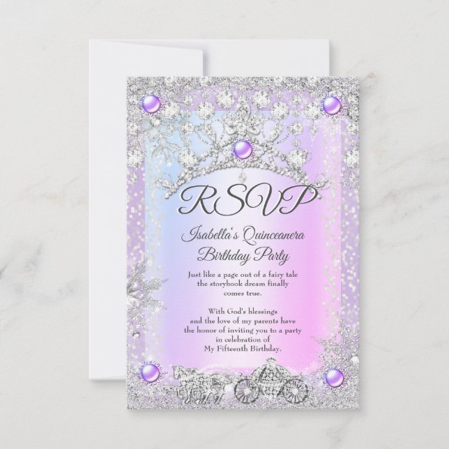 RSVP Lavender morado Quinceanera Winter Carrito (Anverso)