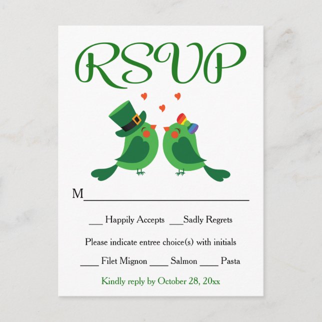 RSVP Lovebird Tarjeta de fiesta de la boda blanca  (Anverso)