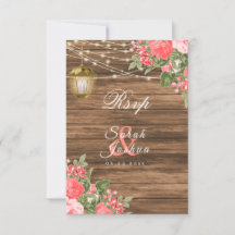 RSVP - Madera, farolillos y flor de coral