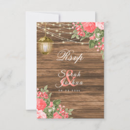 RSVP - Madera, farolillos y flor de coral
