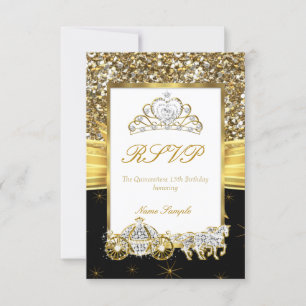 RSVP Mágica Quinceañera Carruaje de Caballo Dorado