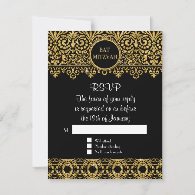 RSVP Mano inglesa Oro Negro Art Deco Nouveau (Anverso)