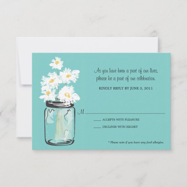 RSVP - Mason Jar lleno de Daisies Blancos (Anverso)