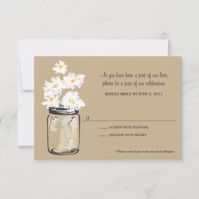 RSVP - Mason Jar lleno de Daisies Blancos (Anverso)