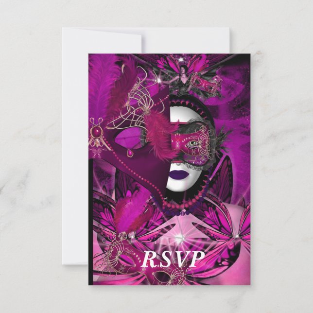 RSVP Masquerade Ball Fiesta Máscara Negro Púrpura  (Anverso)