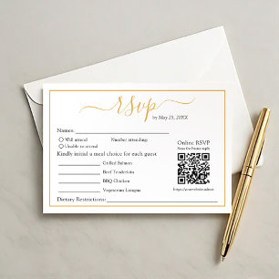 RSVP Minimalista Moderno con Borde Dorado y Código