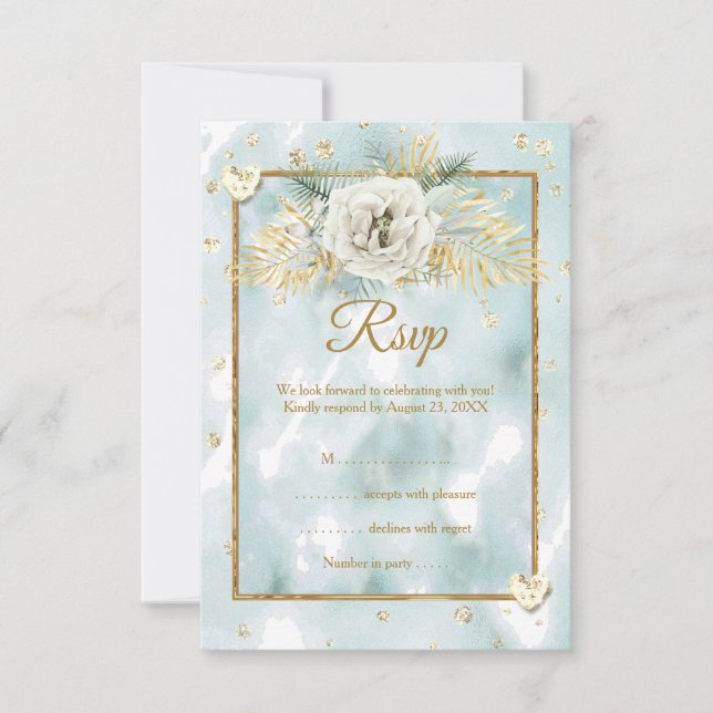 RSVP Mint Verde azulado Gold Rosa de mármol de oro (Anverso)