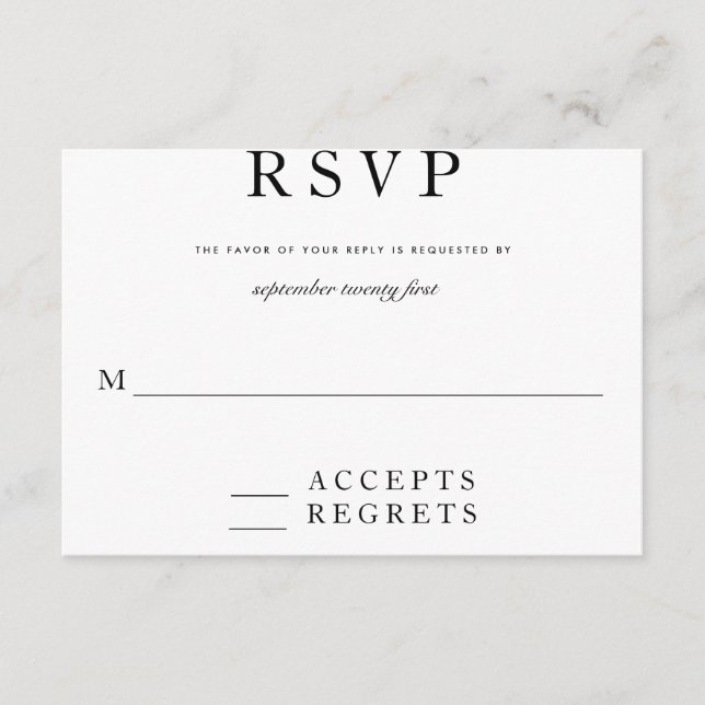RSVP moderna en blanco y negro (Anverso)