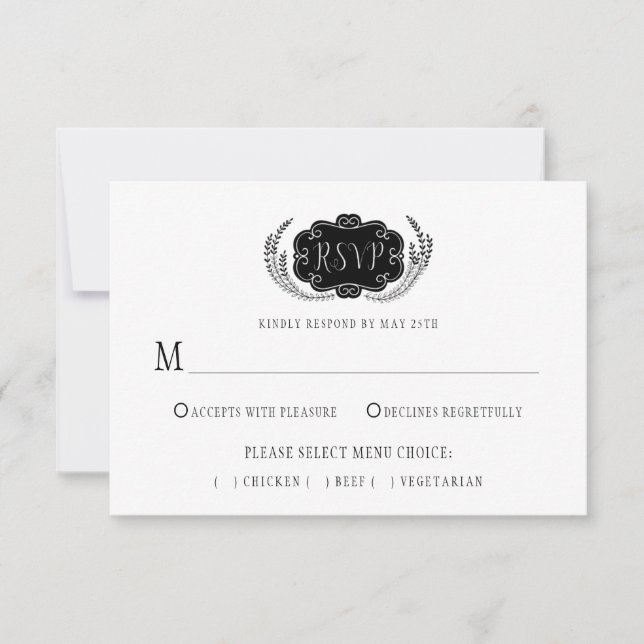 RSVP moderna estilística en blanco y negro | (Anverso)