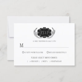 RSVP moderna estilística en blanco y negro |