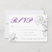 RSVP Moderno Boda Plata Plata Floral Púrpura