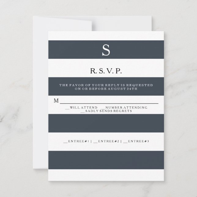RSVP MODERNO Elegante Rayas Anchas Monogramadas (Anverso)