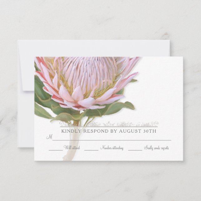 RSVP Moderno Floral Elegante Simple Flor Protea (Anverso)