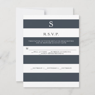 RSVP MODERNO Monograma de Rayas Anchas Elegantes