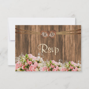 RSVP Monograma con rosas rosadas y blancas