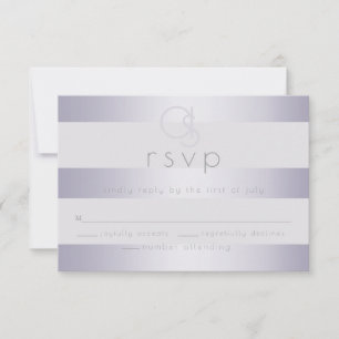 RSVP Monograma de rayas plateadas violáceas con