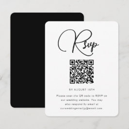 RSVP negrita de matrimonio blanco y negro con códi