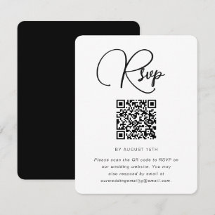 RSVP negrita de matrimonio blanco y negro con códi