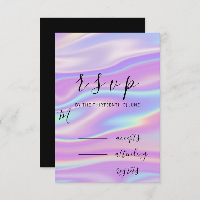 RSVP Negro Blanco Holográfico Polvo Pastel (Anverso / Reverso)