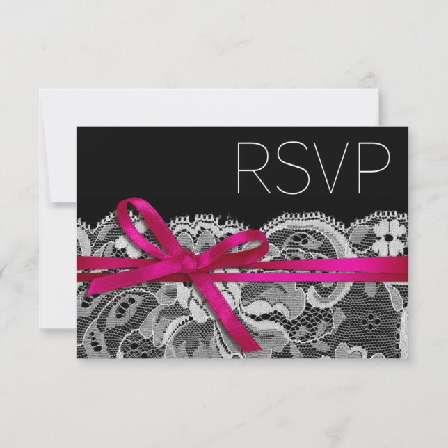 RSVP negro de cinta de arcos y encaje (Anverso)