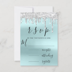 RSVP Negro Gris Gris Plateado Aqua Goteo Boda