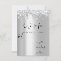 RSVP Negro Gris Plateado con Goteo Boda