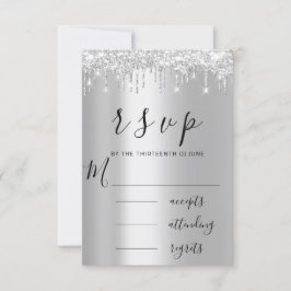 RSVP Negro Gris Plateado Goteo Boda