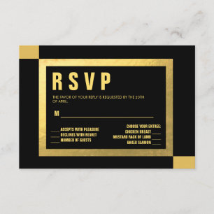RSVP negro + Relieve metalizado dorado   BODAS
