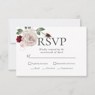 RSVP Opciones de Menú Acuarela Rosas Polvorienta