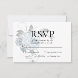 RSVP | Opciones de Menú Floral Acuarela Azul Polv