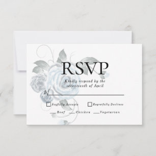 RSVP Opciones de Menú Floral Acuarela Azul Polv
