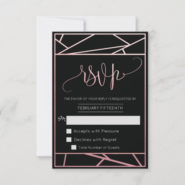 RSVP Oro Rosa Falso Geométrico Moderno (Anverso)