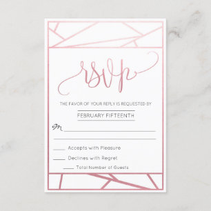 RSVP Oro Rosa Falso Geométrico Moderno