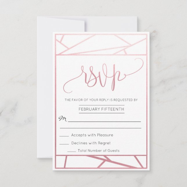 RSVP Oro Rosa Falso Geométrico Moderno (Anverso)