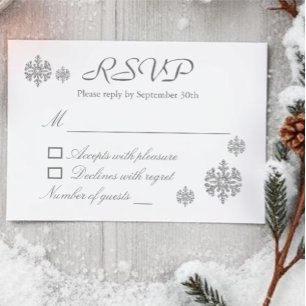 RSVP para boda de invierno con copo de nieve plate