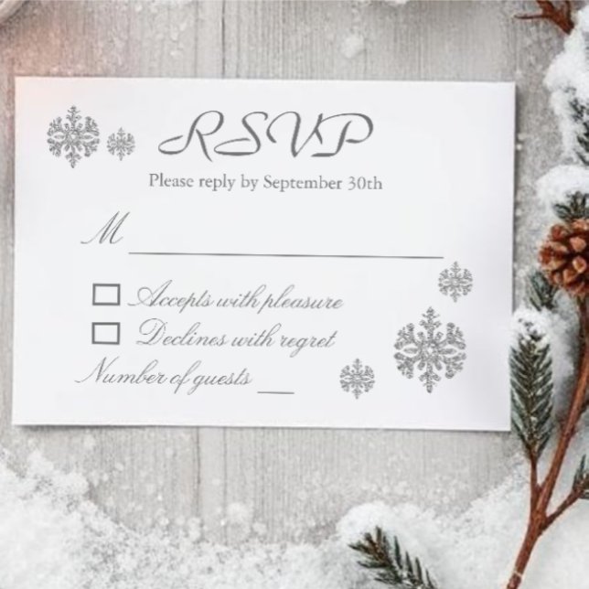 RSVP para boda de invierno con copo de nieve plate (Subido por el creador)