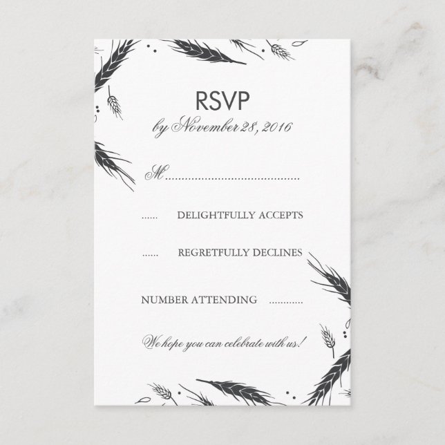 RSVP para boda de otoño con trigo (Anverso)