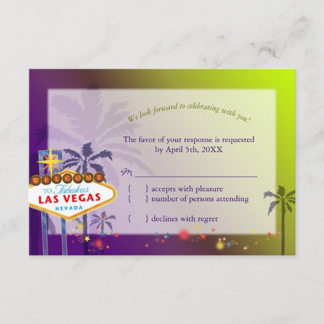 RSVP para Boda en el Destino Divertido de Las Vega (Anverso)