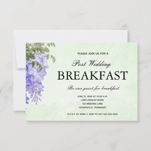RSVP para el Desayuno de Boda con Acuarela de Glic (Anverso)