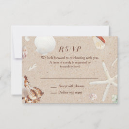 RSVP para la boda de conchas y estrellas de mar en