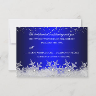 RSVP para la fiesta de Navidad en azul de copo de