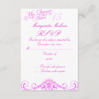 RSVP para Tiara de Princesa Rosa Quinceañera